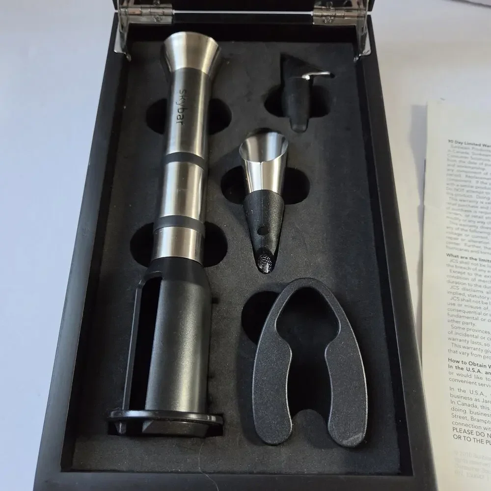 Skybar Luxury Wine Opener Set Box Foil Cutter Pourer Stopper Instructions EUC